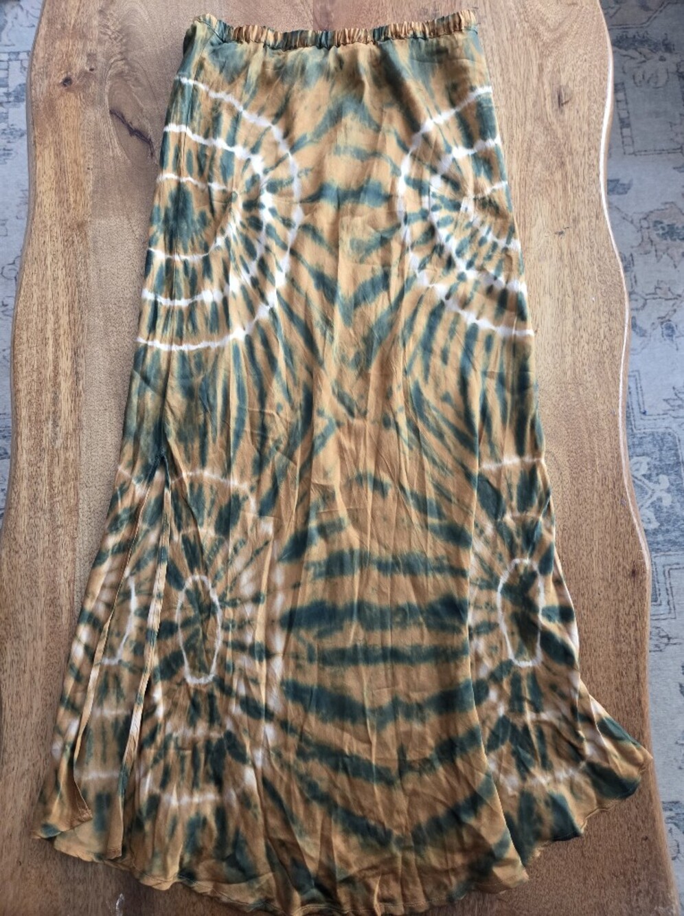 Tie-Dye Maxi Skirt in Mustard & Forest Green